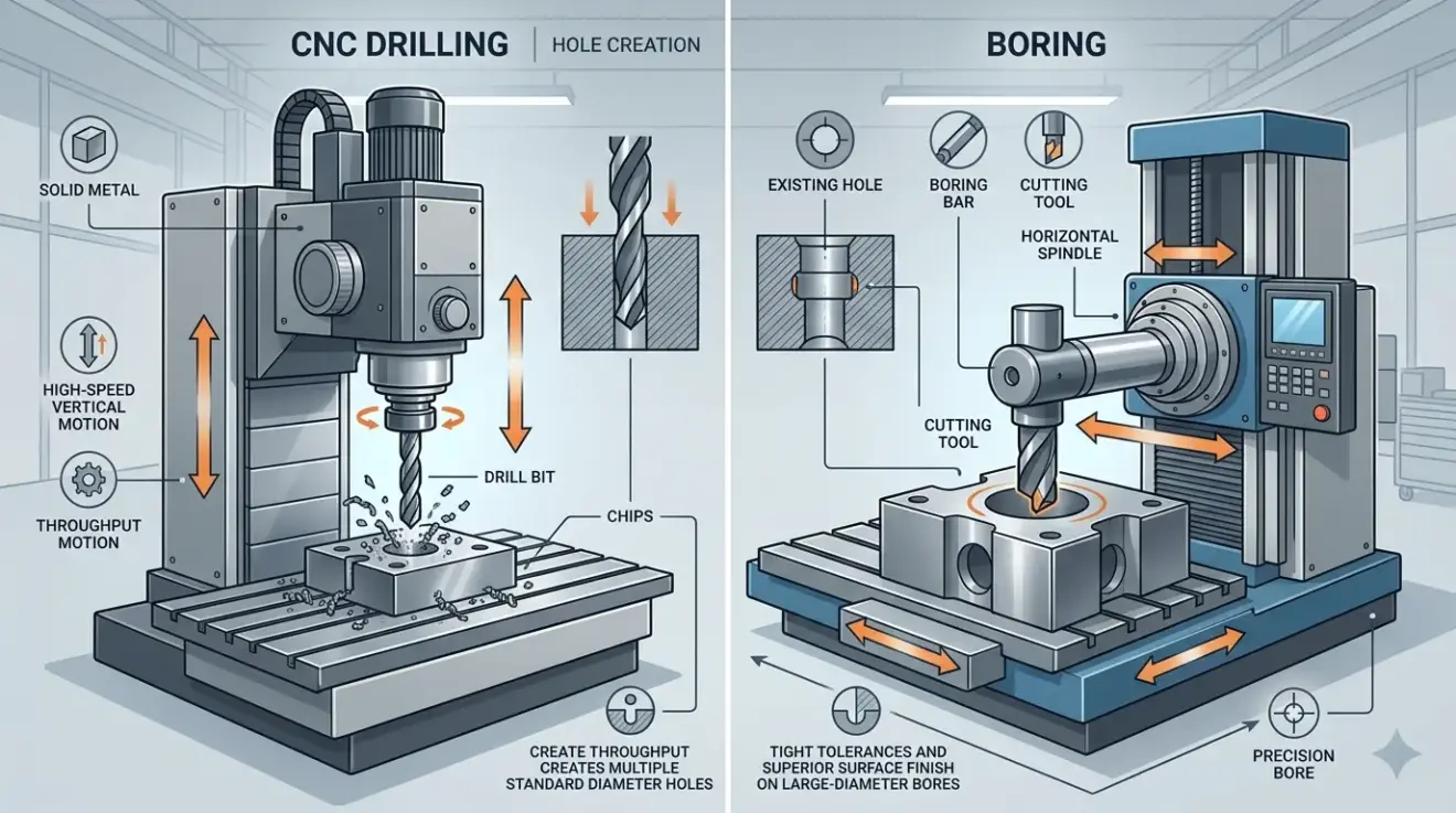 CNC Drilling Machine vs. Boring Machine