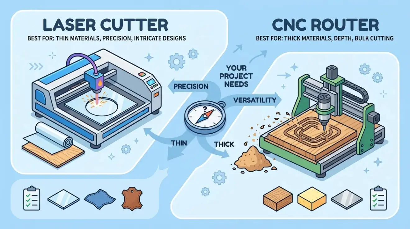 CNC Laser Cutter vs CNC Router