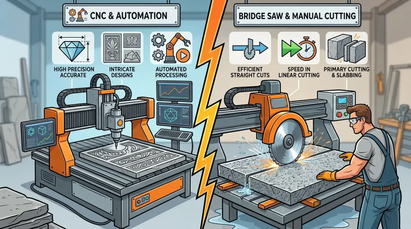 CNC Stone Machine vs. Bridge Saw