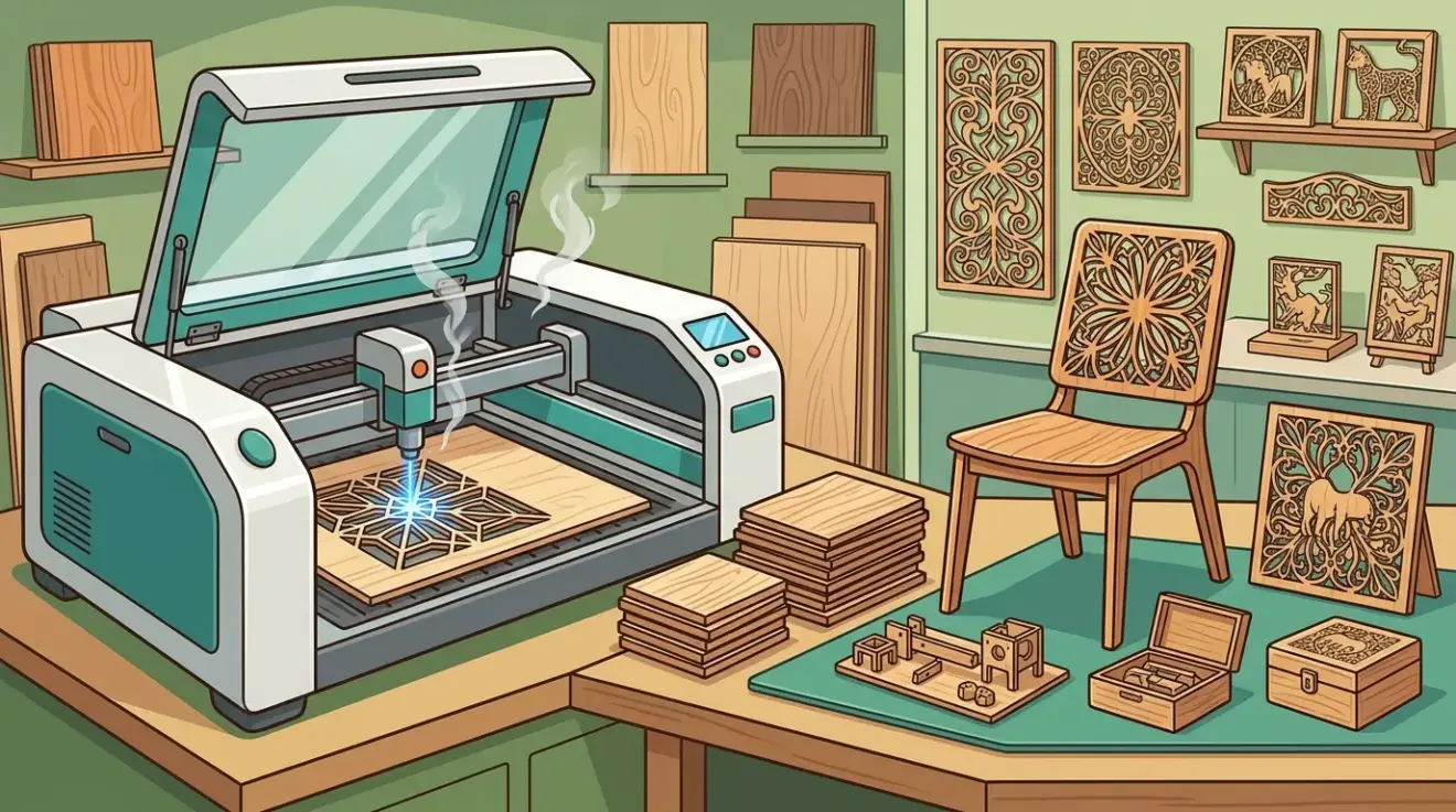 Wood Laser Cutter for Furniture, Decor, and Craft Production