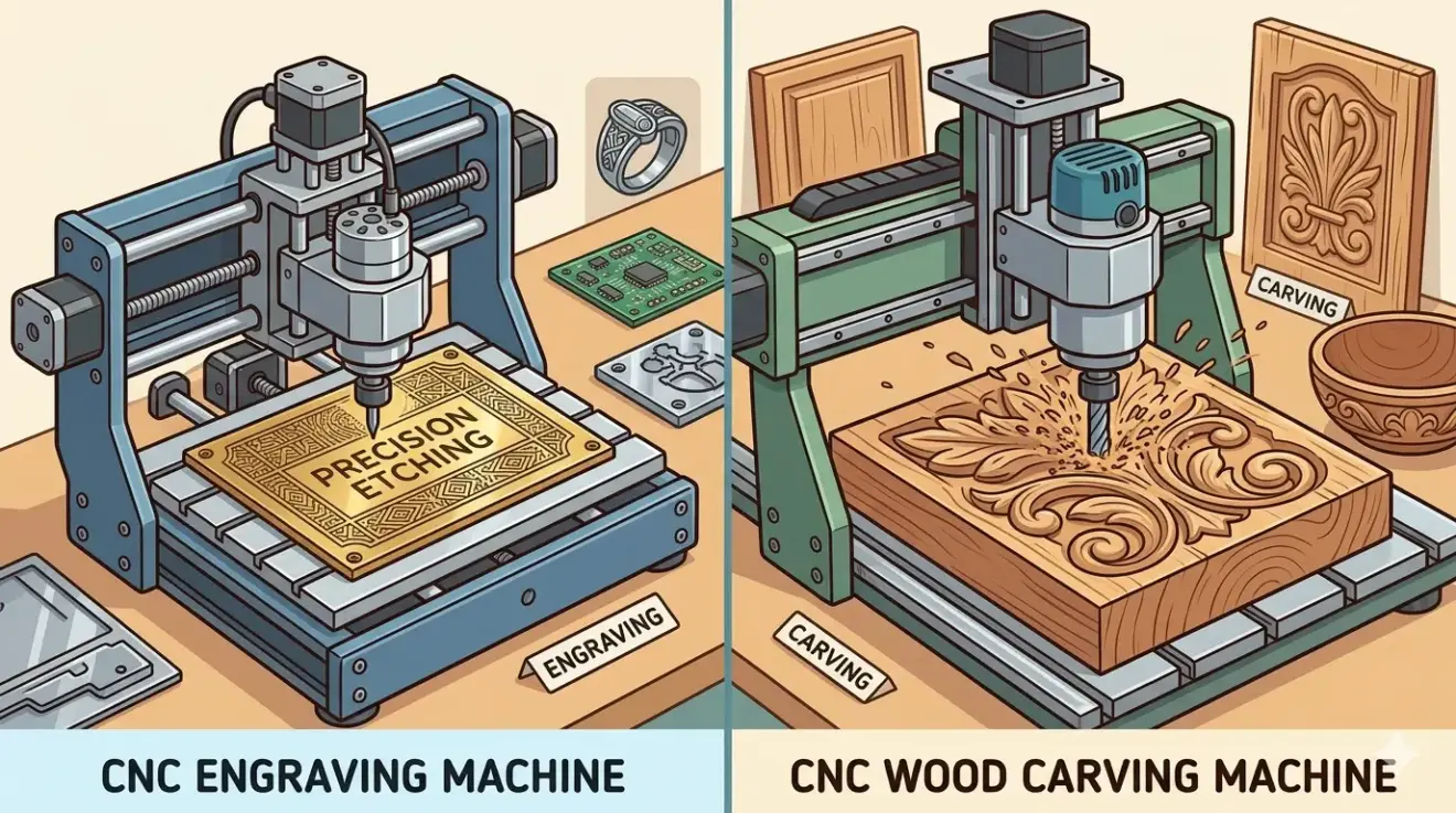 CNC Wood Carving Machine vs CNC Engraving Machine